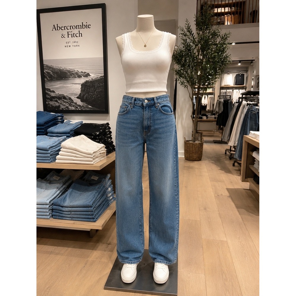 Abercrombie & Fitch 31 Long High Rise Wide Leg Jeans